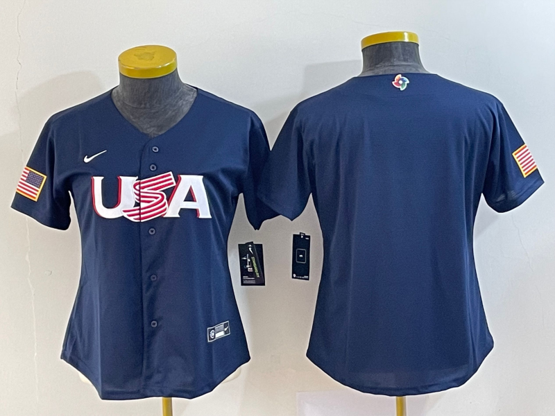 Youth USA Baseball Blank 2023 Navy World Baseball Classic Stitched Jersey Youth USA Baseball Blank 2023 Navy World Baseball Classic Stitched Jersey